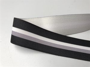 Blød elastik - sort med fine striber, 30 mm